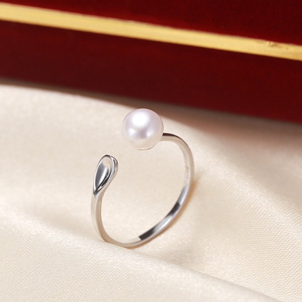 Adjustable 925 Sterling Silver Jewelry Design natural Freshwater Pearl Ring