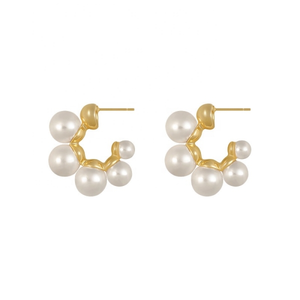 s925 silver needle imitation pearl earrings Advanced retro style earrings