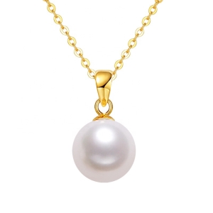 high quality 9-10mm 4A grade 925 sterling silver Real Natural freshwater Pearl Pendant Necklace