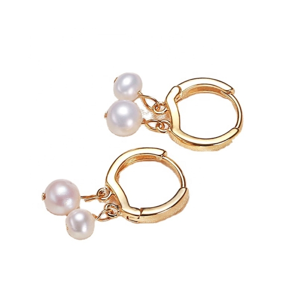 new design freshwater pearl earrings pearl ear buckle hoop earrings
