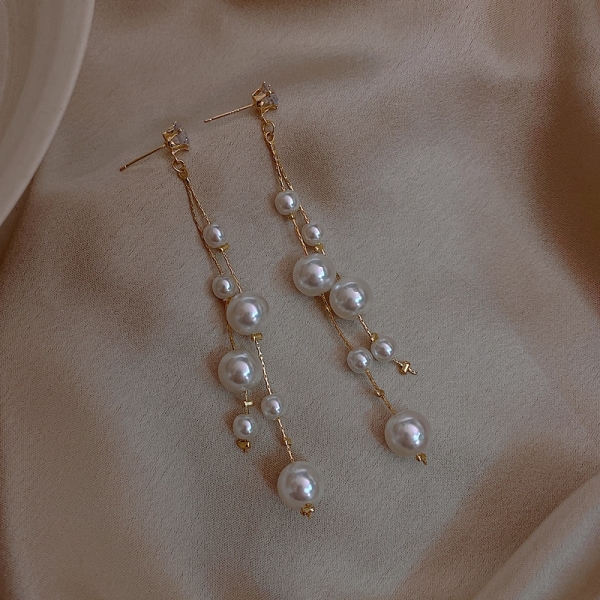 s925 silver needle Pearl Earrings long Tassel Earrings fashion earrings for women