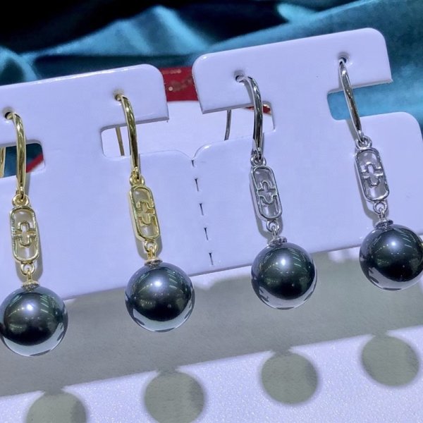 Fantastic luster Tahitian pearl jewelry 925 Sterling Silver pearl Earrings hook
