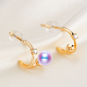 Wholesale Pearl earrings mountings Sterling Silver Needle Whole body gold plating No.5