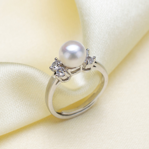 Fashion design pearl ring mountings gold plating ring mountings pearl good color retention No.48