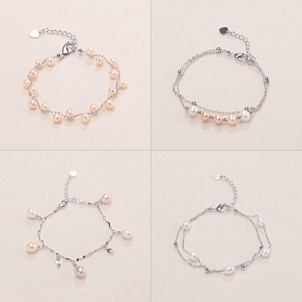 Various Multi-color Wire Beads Natural Fresh Water Pearl Bracelet Women Minimalist