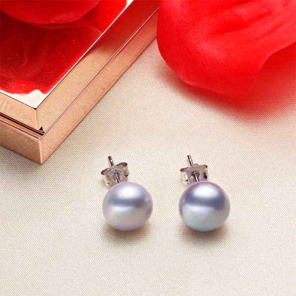 925 Sterling Silver earrings Fancy Real Freshwater Pearl Stud Earrings Multicolor