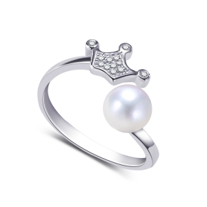 Platinum Plated Pearl Ring Designs 925 sterling Silver Pearl Ring