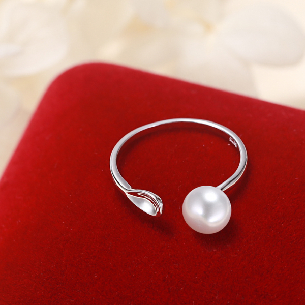 Adjustable 925 Sterling Silver Jewelry Design natural Freshwater Pearl Ring