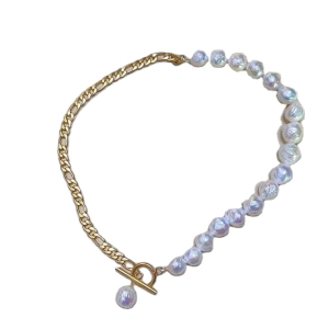 Popular In Autumn And Winter Freshwater Dainty Necklace Pearl half chain half pearl necklaces