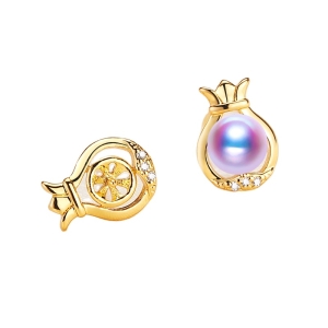 Wholesale fashion design Pearl earrings mountings Sterling Silver Needle Whole body gold plating No.78