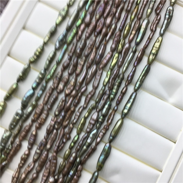 wholesale natural freshwater baroque pearl strands 6-8mm lathy pearl beads strands