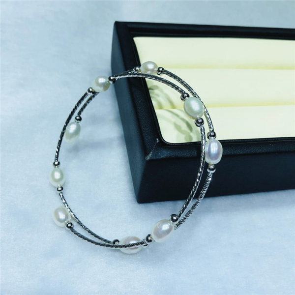 Fashion simple natural freshwater pearl jewelry pearl bracelet pearl bangle