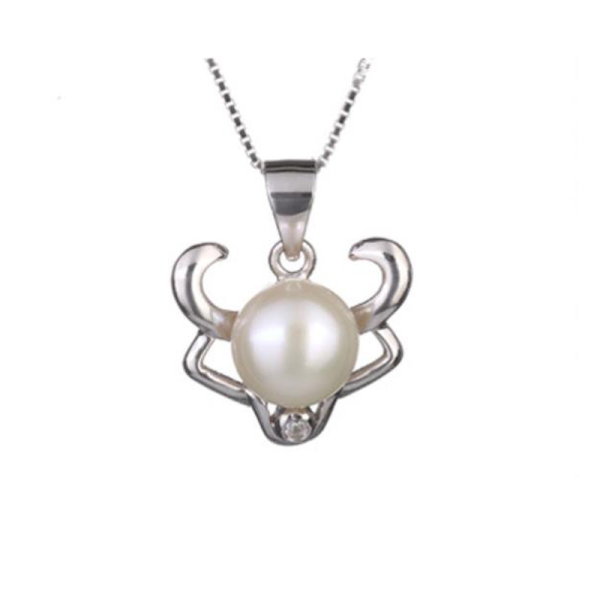 Zodiac Taurus Pendant Necklace Jewelry 925 Sterling Silver Pearl Pendent Charms For Girls