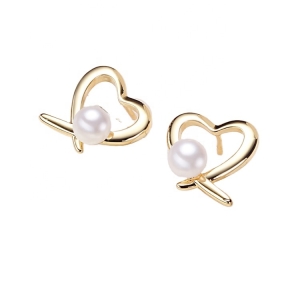 925 sterling silver needle pearl earrings latest design heart earrings natural freshwater pearl earrings