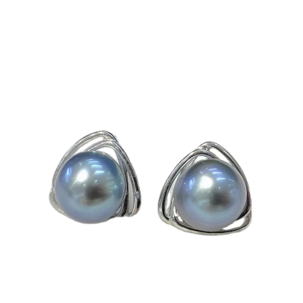 New design pearl earrings 8-9mm Tahitian pearl jewelry 925 Sterling Silver pearl Earrings
