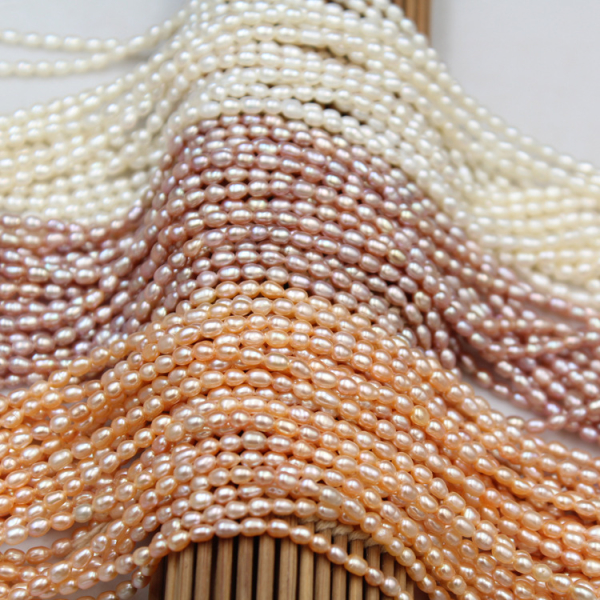 wholesale 3-4mm Freshwater Rice Shape loose Pearl Natural Mini Small Pearl strand