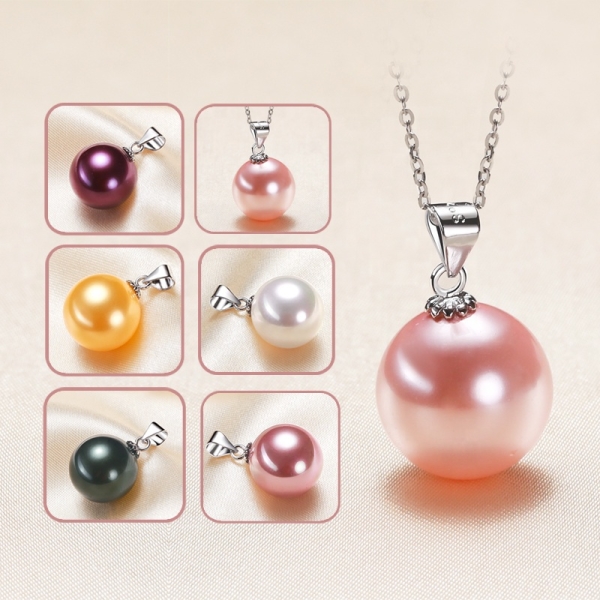 high quality 14-15mm shell pearl pendant 925 sterling silver pendant big Pearl Necklace