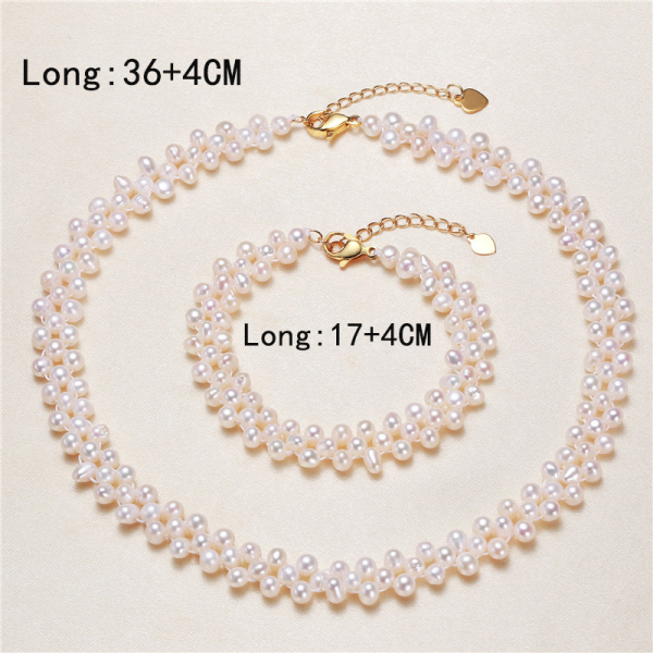 latest design freshwater pearl necklace set multiple layer pearl necklace and bracelet