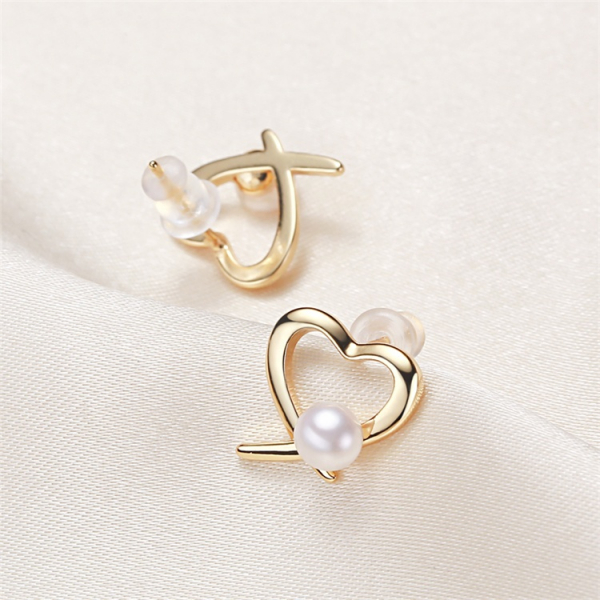 925 sterling silver needle pearl earrings latest design heart earrings natural freshwater pearl earrings