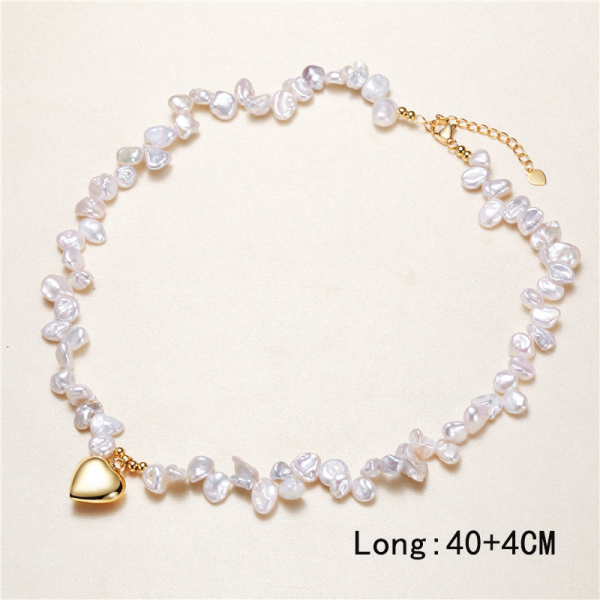 latest design freshwater pearl baroque keshi pearl necklace with heart pendant