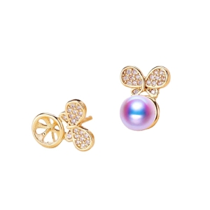 Wholesale Pearl earrings mountings Sterling Silver Needle leaf design Whole body gold plating No.112