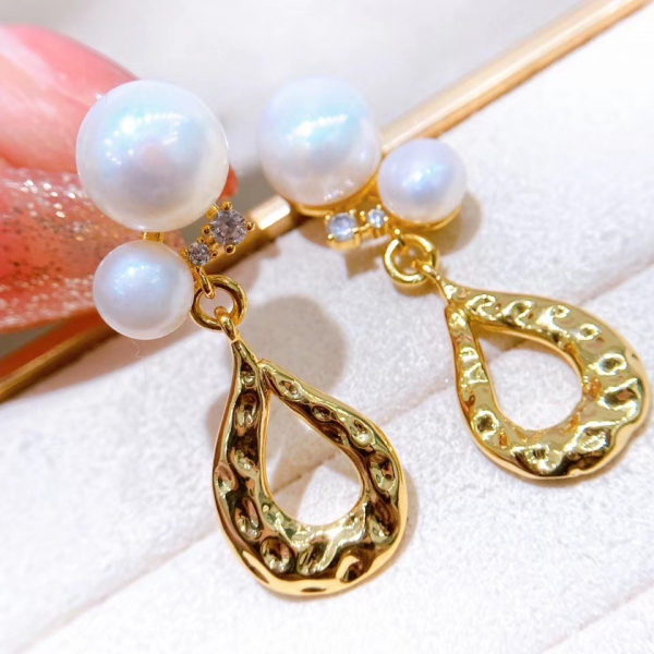 Exclusive New Product Charm Jewelry Fresh Water Pearl Gold Earrings