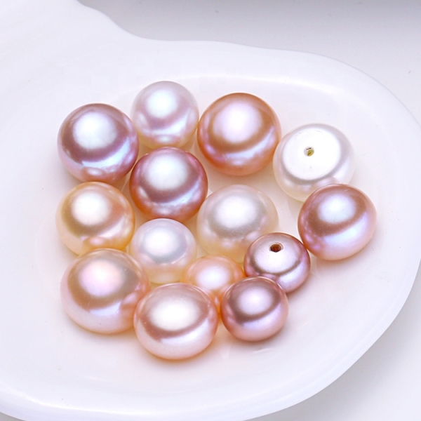 Wholesale multiColor 3A+ Loose Pearls Button flatback Pearl Beads natural Freshwater button Pearl