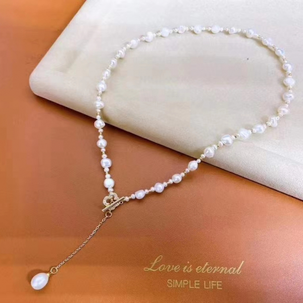 Simple And Versatile Design Irregular Handcraft Series Pearl Necklace Jewelry