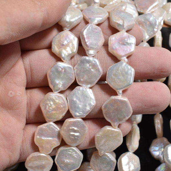 Wholesale Strong Light Natural Freshwater Pearl strand Baroque hexagon Shape Loose Pearl Beads