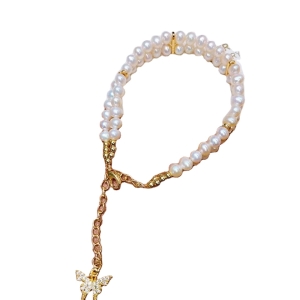 Exclusive New Products 14k Gold Filled White Adjustable Length 925 Pure Silver Freshwater Pearl Bracelet Women