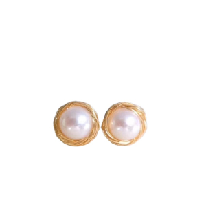 925 Sterling Silver Good 8-9mm Freshwater Pearl Handcraft Series 14k Gold Earings For Women 2021 Pearl