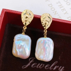 High Quality 14k Gold Filled Silver Natural Baroque Pearl Earring