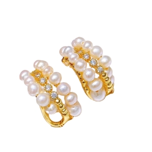 Retro Hollow Design Temperament Ladies 925 Sterling Silver 14k Gold Filled Handmade Pearl Earrings