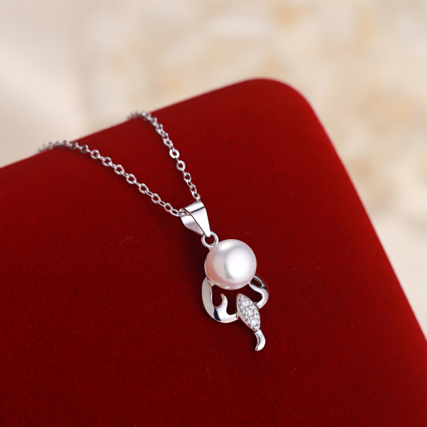 Zodiac Scorpio Pendant 925 Sterling Silver Freshwater Pearl Jewelry Pendent