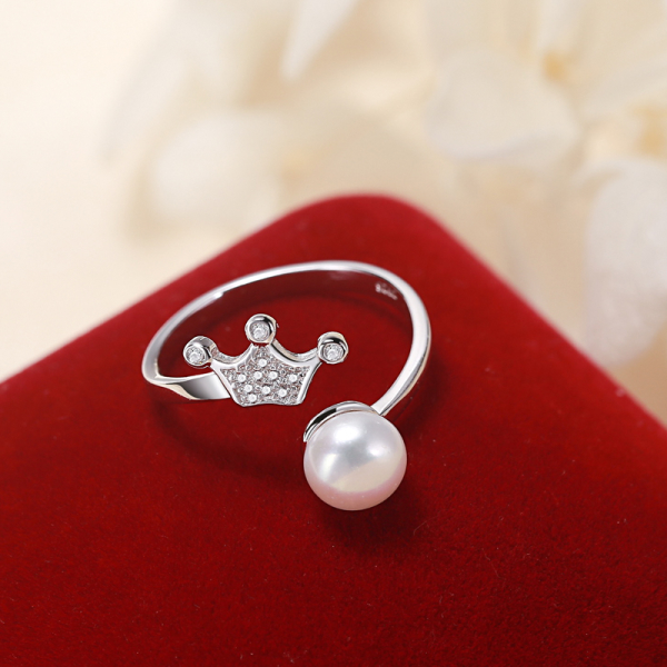 Platinum Plated Pearl Ring Designs 925 sterling Silver Pearl Ring