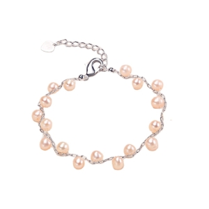 Various Multi-color Wire Beads Natural Fresh Water Pearl Bracelet Women Minimalist